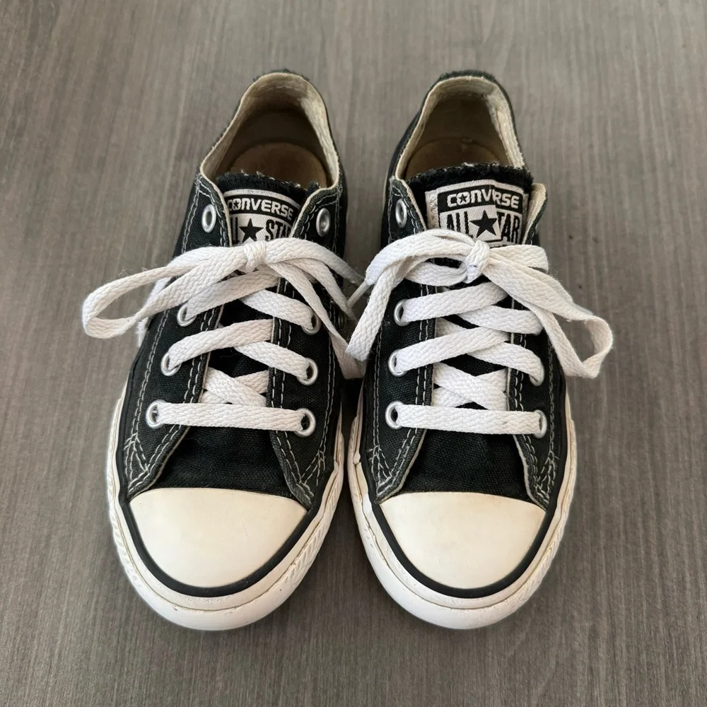 Converse All Star kids low top black sneakers shoes size 12